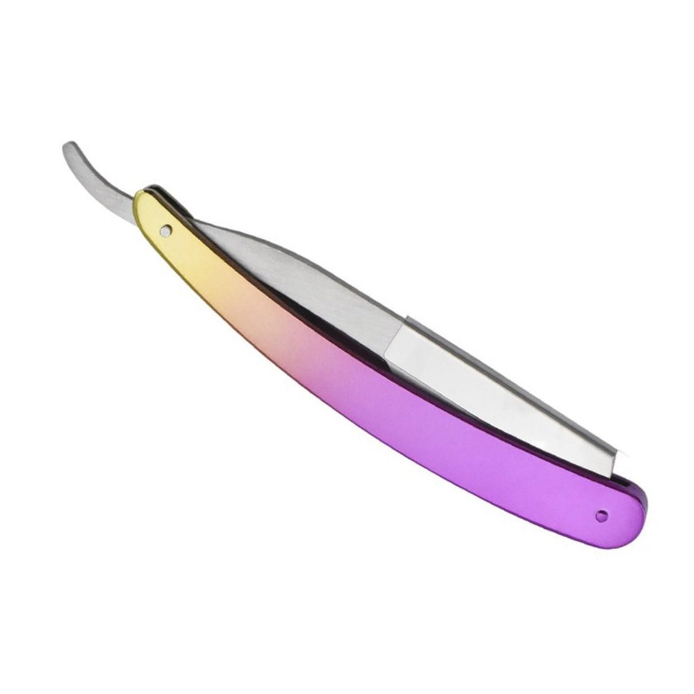 Colorful Manual Shaving Straight Razors Single Edge Blades Foldable Stainless Hair Removal Beard Face Underarm Body Groomers Eyebrow Trimmers Barber Razors Moustache Beard Removal (Color : TD106CHB-2