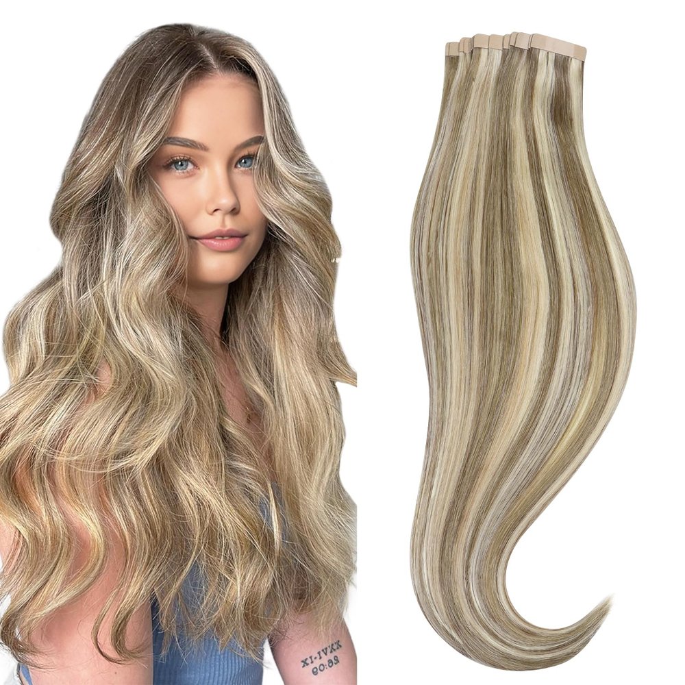 Hotbanana Tape in Hair Extensions Human Hair, 14" 20pcs 50g, #P8A/22