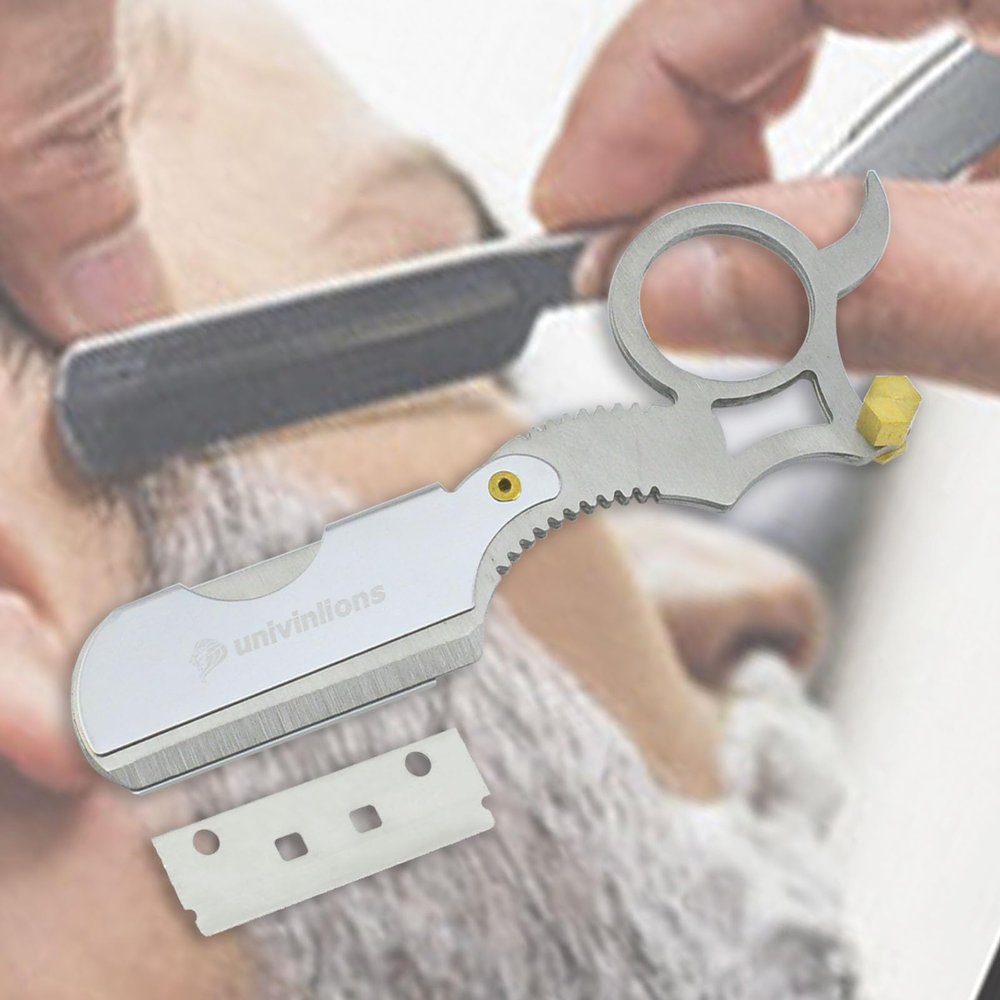 Gold Black Silver Gear Shaped Handle Design Razors With Blades Hair Removal Shaving Knife Beard Face Underarm Stainless Body Eyebrow Trimmers Barber Razors Moustache Beard Removal (Color : Silver-25