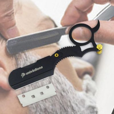 Gold Black Silver Gear Shaped Handle Design Razors With Blades Hair Removal Shaving Knife Beard Face Underarm Stainless Body Eyebrow Trimmers Barber Razors Moustache Beard Removal (Color : Black-25 B