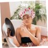 HAKIDZEL 4pcs Shower Caps for Women Peva Dot Pattern Bathing Hat Lightweight Sauna Caps for Thick Essential Hair Care Accessories view 3