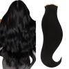HOTBANANA Tape in Hair Extensions, 20 Inch 20pcs 50g Jet Black Tape in Real Remy Human Hair Extensions Straight view 1