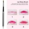 2pcs Retractable Lip Makeup Brushes, Lip Brush Retractable Sealing Design Small Easy Cleaning Single Head Aluminium Tube Lipstick Brush for Makeup Beauty view 2