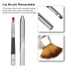 2pcs Retractable Lip Makeup Brushes, Lip Brush Retractable Sealing Design Small Easy Cleaning Single Head Aluminium Tube Lipstick Brush for Makeup Beauty view 4
