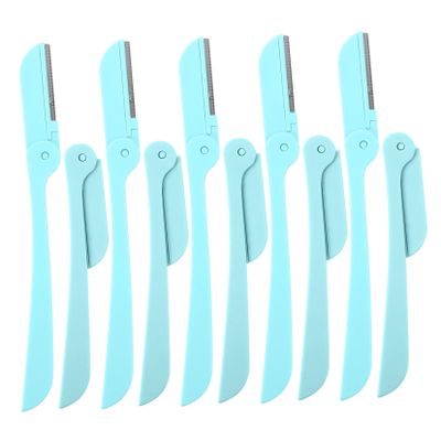 VINTORKY 10pcs Stainless Steel Eyebrow Trimmers Eyebrow for Women Precision Grooming Kit Travel-friendly Design Green