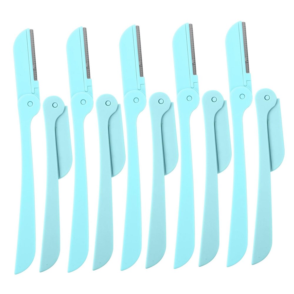 VINTORKY 10pcs Stainless Steel Eyebrow Trimmers Eyebrow for Women Precision Grooming Kit Travel-friendly Design Green