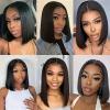 Mnjyihy Women 8-18Inch Short Straight Bob Wig Human Hair Glueless Wig Natural Black Straight Salon Wigs 150% 180% Density Hair 13x4 HD Transparent 18inches#150% view 2