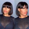 Mnjyihy Women 8-18Inch Short Straight Bob Wig Human Hair Glueless Wig Natural Black Straight Salon Wigs 150% 180% Density Hair 13x4 HD Transparent 18inches#150% view 4