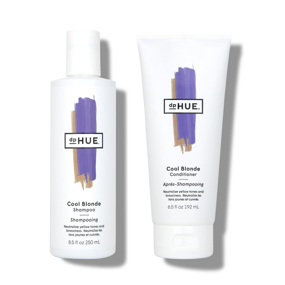 dpHUE Cool Blonde Shampoo (8.5 oz) + Cool Blonde Conditioner (6.5 oz) - Purple Shampoo and Conditioner for Color-Treated Hair - Blonde Toner - Neutralize Unwanted Yellow, Brassy Hair Tones