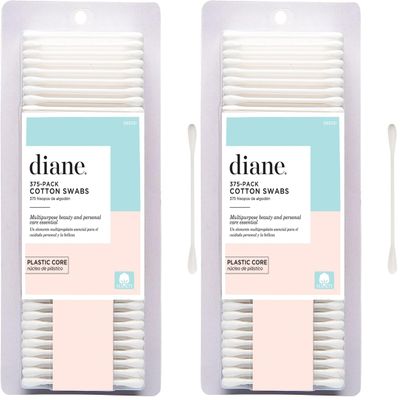 Diane Cotton Swabs, 375 ct. 2-Pack - Super Soft for Sensitive Skin, Gentle on Face, Makeup and Beauty Applicator, Nail Polish Removal, 3 inches Long for Beauty, Personal Care, Crafts