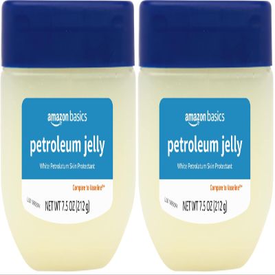 Amazon Basics Petroleum Jelly White Petrolatum Skin Protectant, Unscented, 7.5 oz, 2-Pack, (Previously Solimo)