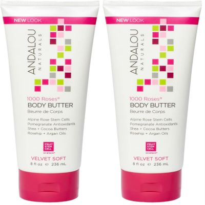 Andalou Naturals Body Btr, 1000 Roses, Velvet Soft, 8 Fl Oz (Pack of 2)