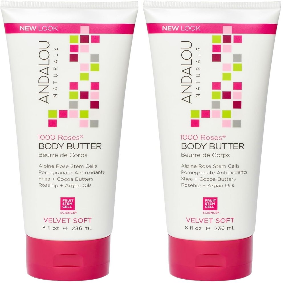 Andalou Naturals Body Btr, 1000 Roses, Velvet Soft, 8 Fl Oz (Pack of 2)