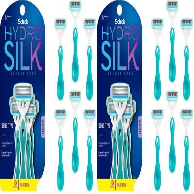 Schick Hydro Silk Sensitive Skin Disposable Razors for Womens, 6 Count (Pack of 2)