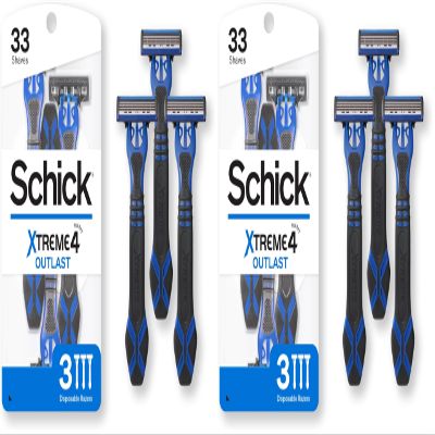 Schick Xtreme 4 Outlast Razor  Schick Xtreme4 Disposable Razors Men, 3 Count (Pack of 2)