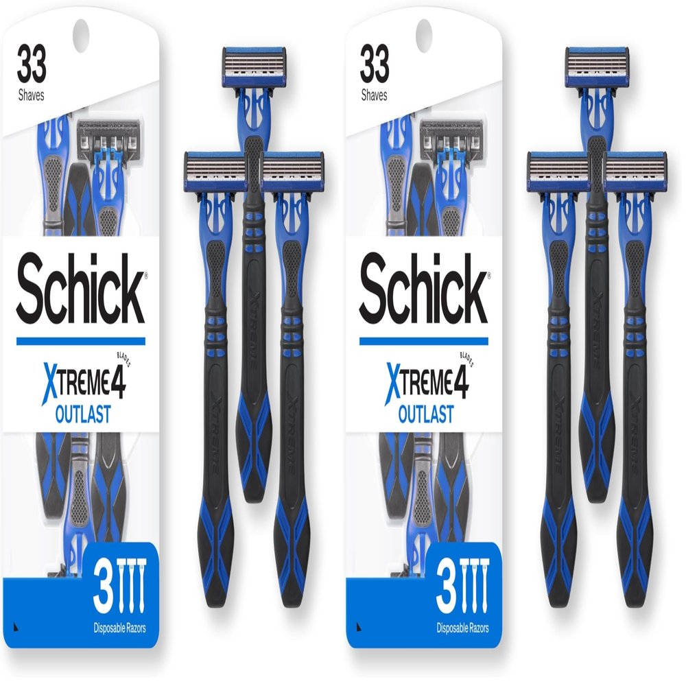 Schick Xtreme 4 Outlast Razor  Schick Xtreme4 Disposable Razors Men, 3 Count (Pack of 2)