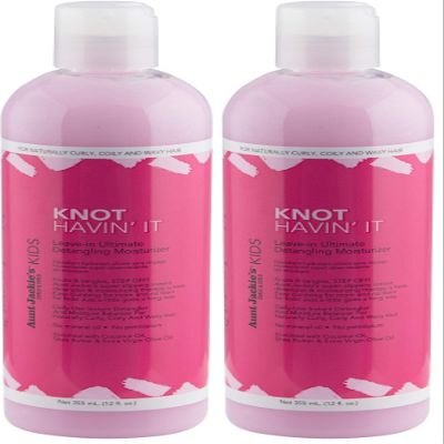 Aunt Jackie's Kids Knot Havin' It Leave-In Ultimate Detangling Hair Moisturizer for Naturally Curly, Coily and Wavy Hair, 12 oz (Pack of 2)