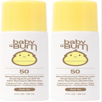 Baby Bum Mineral SPF 50 Roll-On Sunscreen | Vegan and Hawaii 104 Reef Act Compliant (Octinoxate & Oxybenzone Free) Broad Spectrum Moisturizing UVA/UVB Easy Roller Ball Sunscreen Lotion (Pack of 2)