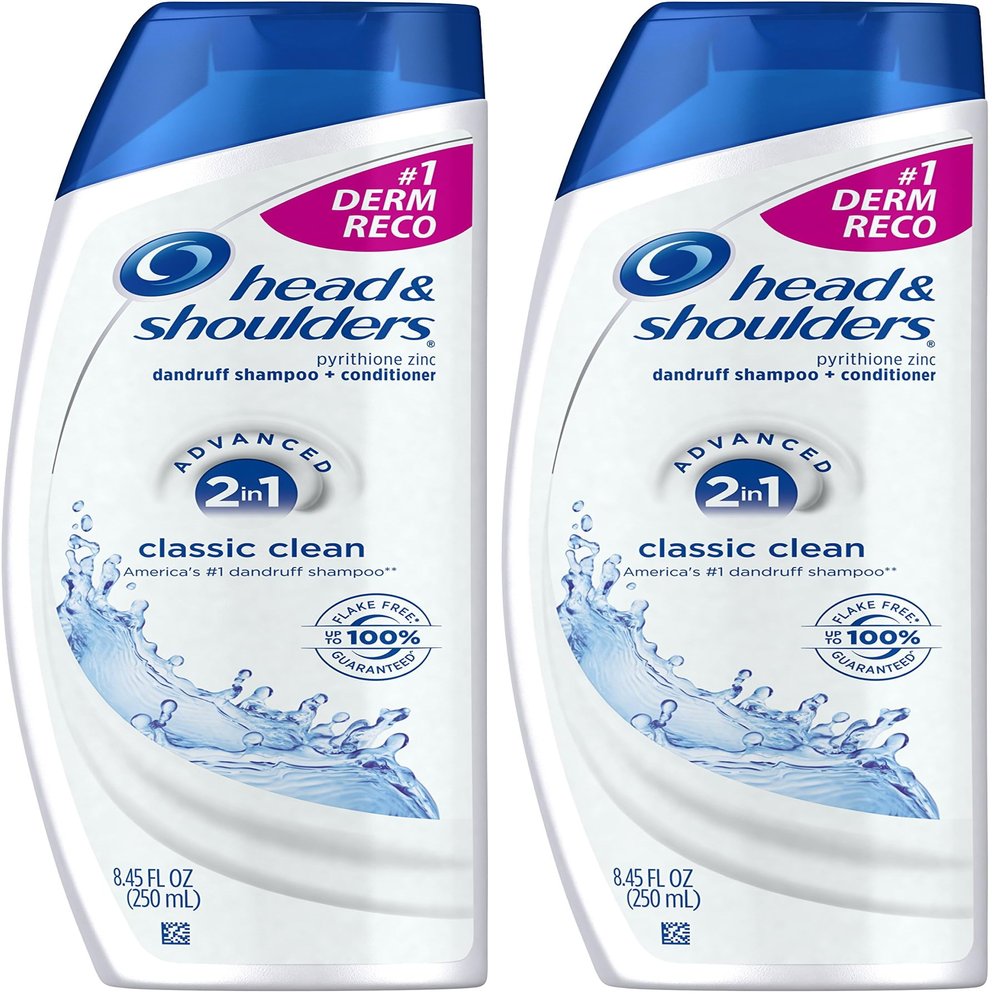 Head and Shoulders Classic Clean 2-in-1 Anti-Dandruff Shampoo + Conditioner 8.45 Fl Oz (Pack of 2)