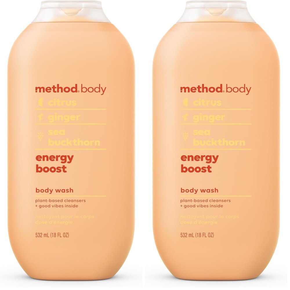 Method Body Wash, Energy Boost, Paraben and Phthalate Free, 18 oz (Pack of 2)