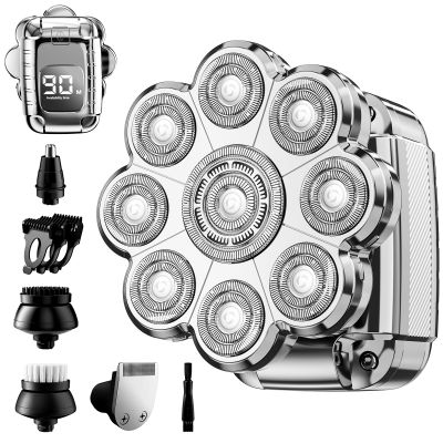 Head Shaver for Bald Men,2024 Upgrade 9-in-1 Mens Electric Shaver Bald Head Shaver for Men,Electric Razor for Bald Men IPX7 Waterproof Rotary Shaver Grooming Kit with LED Display