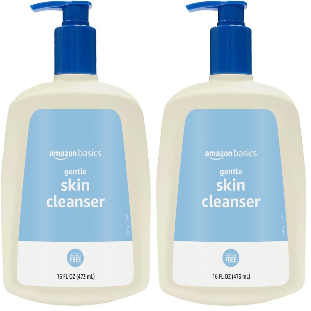Amazon Basics Daily Facial Cleanser For Gentle Skin, Unscented, 16 Fl Oz (Pack of 2)