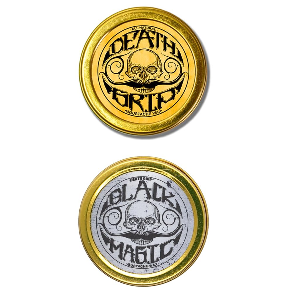 THE VINTAGE GROOMING CO. Death Grip and Black Magic Death Grip Extra Strong Hold Mustache Waxes Set