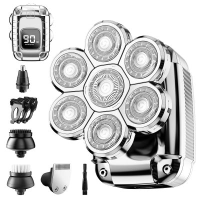 Head Shaver for Bald Men,2024 Upgrade 7-in-1 Mens Electric Shaver Bald Head Shaver for Men,Electric Razor for Bald Men IPX7 Waterproof Rotary Shaver Grooming Kit with LED Display