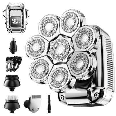 Head Shaver for Bald Men,2024 Upgrade 8-in-1 Mens Electric Shaver Bald Head Shaver for Men,Electric Razor for Bald Men IPX7 Waterproof Rotary Shaver Grooming Kit with LED Display