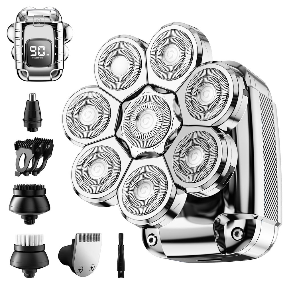 Head Shaver for Bald Men,2024 Upgrade 8-in-1 Mens Electric Shaver Bald Head Shaver for Men,Electric Razor for Bald Men IPX7 Waterproof Rotary Shaver Grooming Kit with LED Display