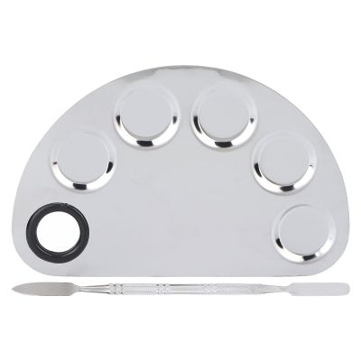 Cosmetics Makeup Mixing Palette, Makeup Mixing Palette Stainless Steel Spatula Paint Pigment Lipstick Color Blending Plate DIY Color Dual Head Spatula Stainless Steel Makeup