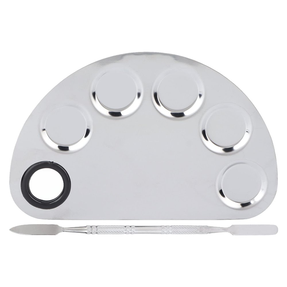 Cosmetics Makeup Mixing Palette, Makeup Mixing Palette Stainless Steel Spatula Paint Pigment Lipstick Color Blending Plate DIY Color Dual Head Spatula Stainless Steel Makeup