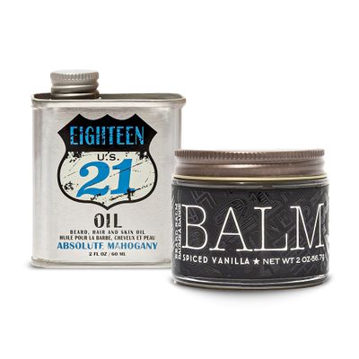 18.21 Man Made Absolute Mahogany Beard Oil & Beard Balm 2-Set Bundle, All Hair & Skin Types for Men, Strengthens and Moisturizes in a Manly Aroma