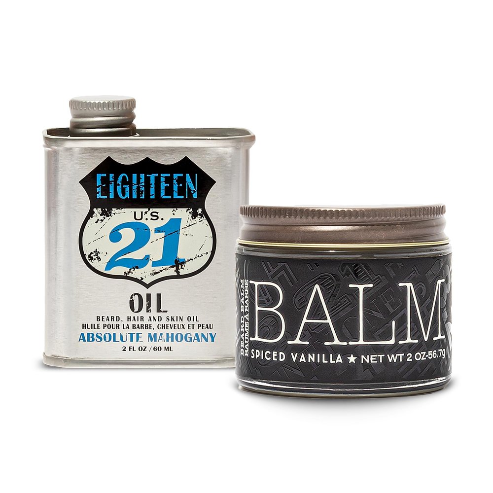 18.21 Man Made Absolute Mahogany Beard Oil & Beard Balm 2-Set Bundle, All Hair & Skin Types for Men, Strengthens and Moisturizes in a Manly Aroma