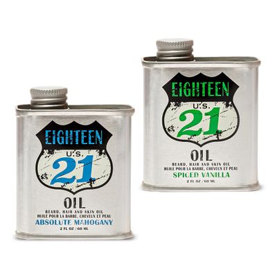 18.21 Man Made Absolute Mahogany & Spiced Vanilla Beard, Hair & Skin Oil 2-Set Bundle, All Hair & Skin Types for Men, Strengthens and Moisturizes in a Manly Aroma