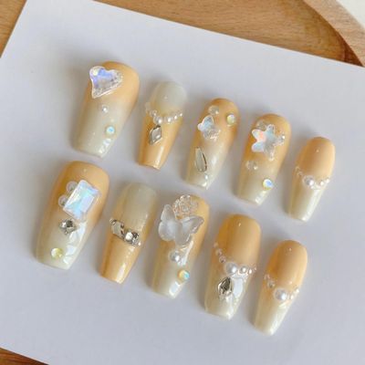 Handmade Wearing Nail Advanced Gradient Nail Patch Autumn and Winter Gentle and Elegant Nail Products 10pcs