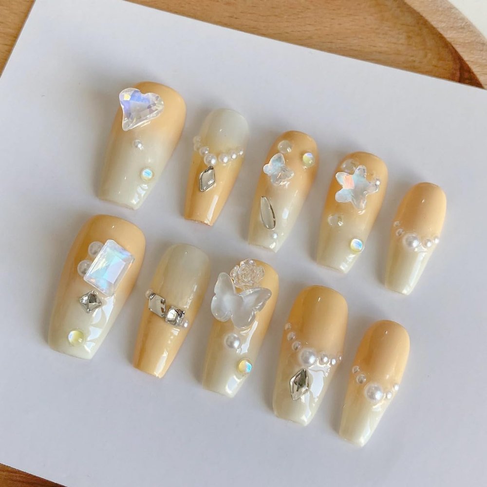 Handmade Wearing Nail Advanced Gradient Nail Patch Autumn and Winter Gentle and Elegant Nail Products 10pcs