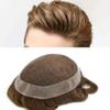 Mens Hair System Human Hair Piece for Men Swiss Lace Toupee for Men Hair Replacement System NPU Poly Coated Men's Toupee 6X9# 17 Dark Ash Blonde 120% medium density view 1