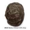 Mens Toupee Real Human Hair Replacement System Durable Thin Skin Toupee For Men Hair Piece Injection PU Hair Unit Brown Black Gray Wigs For Man 7"x9", #420 4# Medium Brown with 20% Grey view 2