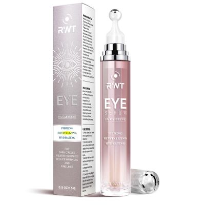 RWT 5% Caffeine Eye Serum & Under Eye Roller Cream for Dark Circles and Puffiness Eye Care Eye Roller Serum with 360 Massage Ball Eye Treatment Serum for Women