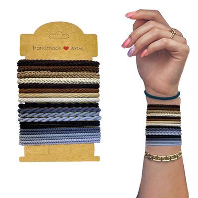 16 PCS Boho Hair Ties, Elastic Twist Bracelets Hair Ties for Women 4 Style Morandi Hair Bands for Girls Thick Thin Long Curly Hair Accessories (16PCS Boho 02)
