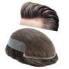 Hair Wonders Hair System for Men Swiss Lace Hairpiece for Men Toupee Real Natural Human Hair Lace Front Mens Hair System 7X9#330#3 Dark Brown+30% Grey 100% Density view 1