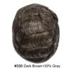Hair Wonders Hair System for Men Swiss Lace Hairpiece for Men Toupee Real Natural Human Hair Lace Front Mens Hair System 7X9#330#3 Dark Brown+30% Grey 100% Density view 2