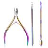 Cuticle trimmer pedicure manicure tool with cuticle pusher to cut dead skin on nails and toenails, nails, toenails (colorful) view 1