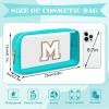 Personalized Initial Letter Clear Makeup Bag,Preppy Small Nylon&PVC Cosmetic Zipper Bag with Chenille Letter,Portable Beach Travel Skincare Toiletry Bag,Trendy Monogram Gift for Teen Girls Women,M view 2
