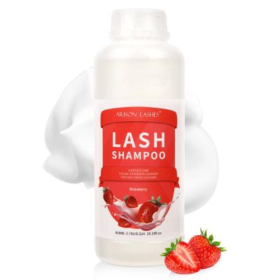 Arison Eyelash Eyelash Extension Shampoo 600ml / Eyelid Foaming Cleanser/Wash for Extensions and Natural Lashes/Paraben & Sulfate Free Safe Makeup & / Professional & Self Use (Strawberry)