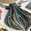 Synthetic Crochet Dreads  Forest Spirit Combination of Textured Straight and Curly dread, a colour scheme natural light brown, dark brown emerald blue color Double ended Dreadlocks Extensions 20 in view 2