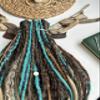 Synthetic Crochet Dreads  Forest Spirit Combination of Textured Straight and Curly dread, a colour scheme natural light brown, dark brown emerald blue color Double ended Dreadlocks Extensions 20 in view 3