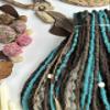 Synthetic Crochet Dreads  Forest Spirit Combination of Textured Straight and Curly dread, a colour scheme natural light brown, dark brown emerald blue color Double ended Dreadlocks Extensions 20 in view 4