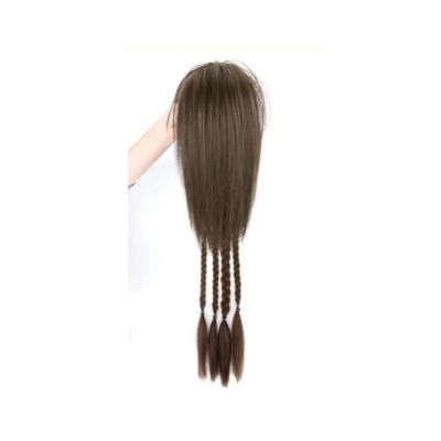 XHKJDS porosity Clip Daily Fluffy Pony Tail Hair Piece Long Curly Wavy Ponytail Natural Wavy Synthetic Hairpiece for Women Daily Use party Fashions (Color : Brown, Size : A_50CM/19.6'')